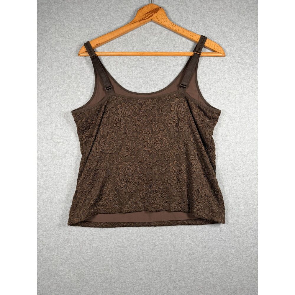 Chico’s Brown Floral Lace Overlay Tank Top Size 3 XL 16/18 3860 - Picture 5 of 5